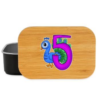 5 Birthday 5 years old with animal motif - five - Lunch Box - black - Front