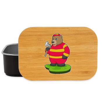 Bear Firefighter Axe Fire Brigade - Lunch Box - black - Front