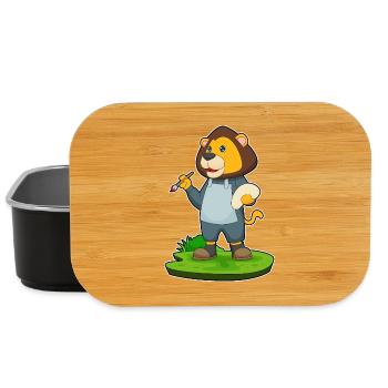 Lion Painter Brush Painting - Lunch Box - black - Front