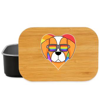 Rainbow - Dog Spaniel Breton with glasses - Lunch Box - black - Front