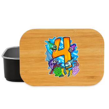 4 birthday 4 years old with animal motif - four - Lunch Box - black - Front