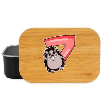 7 birthday 7 years old with animal motif - seven - Lunch Box - black - Front