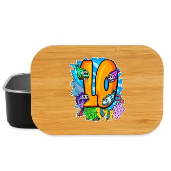 10 Geburtstag 10 Jahre alt mit Tier Motiv - zehn - Lunch Box - Schwarz - Vorne