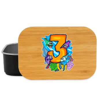 3 birthday 3 years old with animal motif - three - Lunch Box - black - Front
