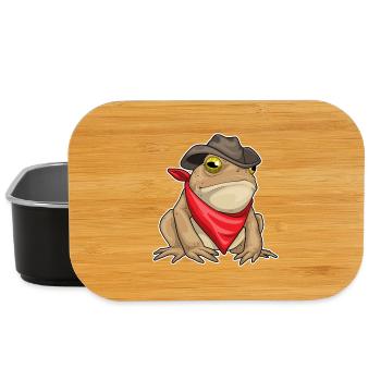 Frog Cowboy Cowboy Hat - Lunch Box - black - Front