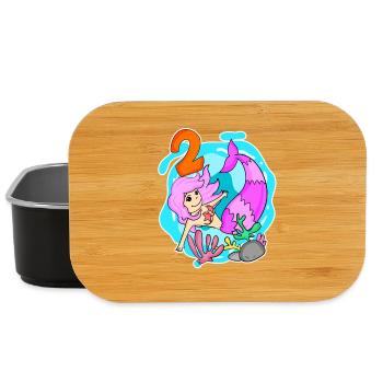 Girl 2 years old 2nd birthday mermaid - Lunch Box - black - Front