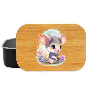 Souris mignonne - Boîte à goûter - noir - Devant