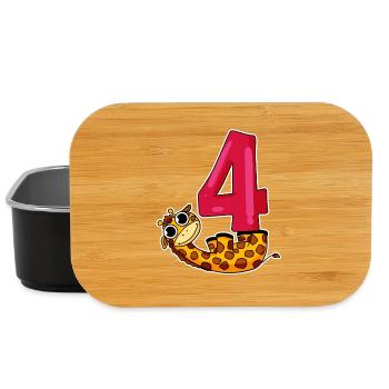 4. Geburtstag Motiv Giraffe - vier Jahre alt - Lunch Box - Schwarz - Vorne