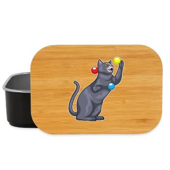 Cat juggler juggling - Lunch Box - black - Front