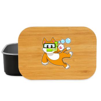 Katze Taucher Schnorchel Tauchen - Lunch Box - Schwarz - Vorne