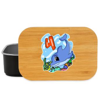 4. Geburtstag Motiv Delfin - vier Jahre alt - Lunch Box - Schwarz - Vorne