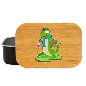 Lizard Painter Brush Painting - Lunch Box - black - Front