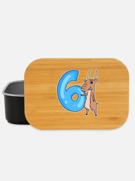 6. Geburtstag Motiv Saiga Antilope - sechs Jahre - Lunch Box - Schwarz