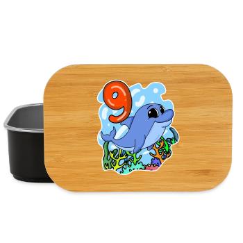 9th Birthday Motif Dolphin - Nine Years - Lunch Box - black - Front