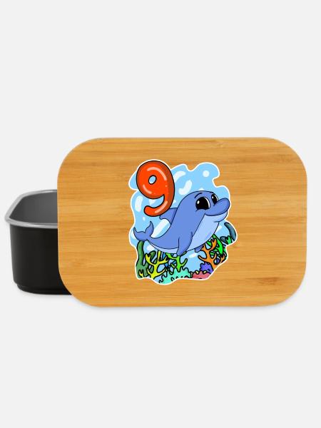 9. Geburtstag Motiv Delfin - neun Jahre - Lunch Box - Schwarz