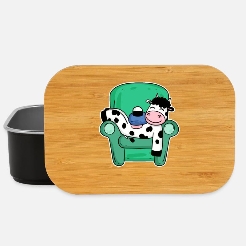 Vache endormie - une vache fatiguée - Boîte à goûter - noir