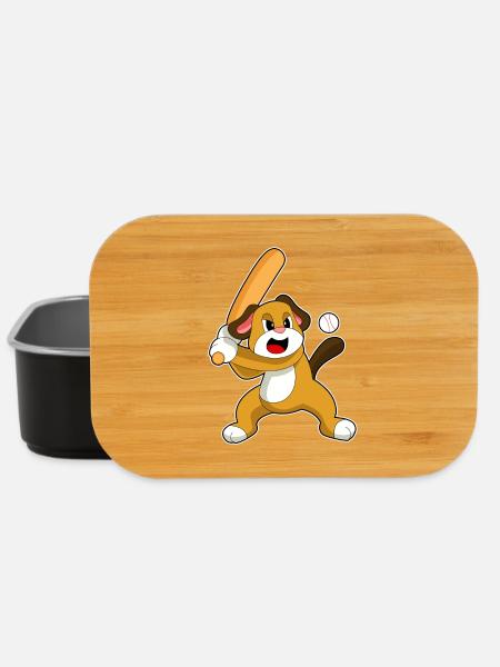 Hund Baseball Baseballschläger - Lunch Box - Schwarz