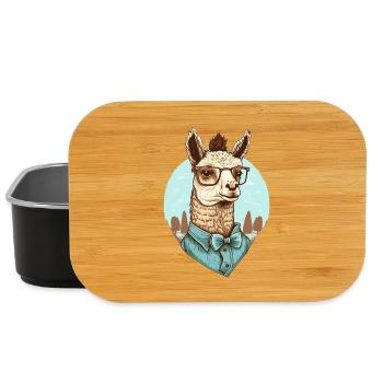 Nerdiges Lama mit Brille und Hemd - Lunch Box - Schwarz - Vorne
