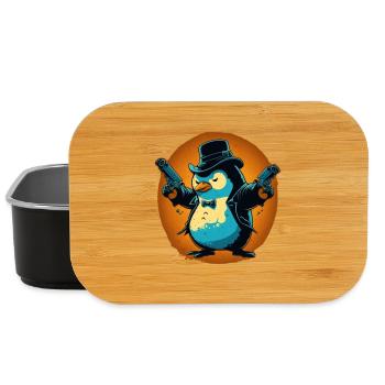 Penguin with pistols and hat - Lunch Box - black - Front
