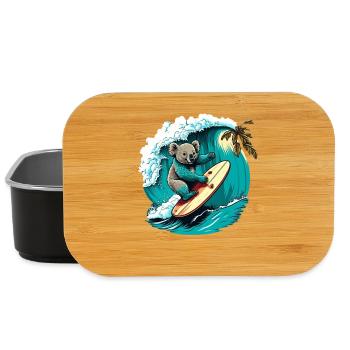 Koala has fun surfing - Lunch Box - black - Front