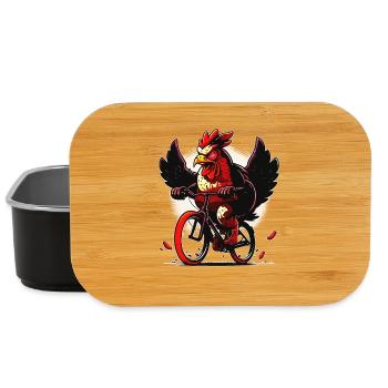 Cozy chicken on bike - Lunch Box - black - Front