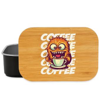 Monstre de café avec lettrage - Boîte à goûter - noir - Devant