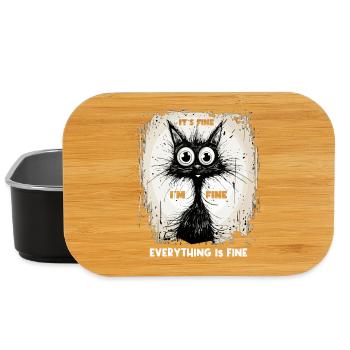 Katze Spruch It´s Fine I´m Fine Everything Is Fine - Lunch Box - Schwarz - Vorne