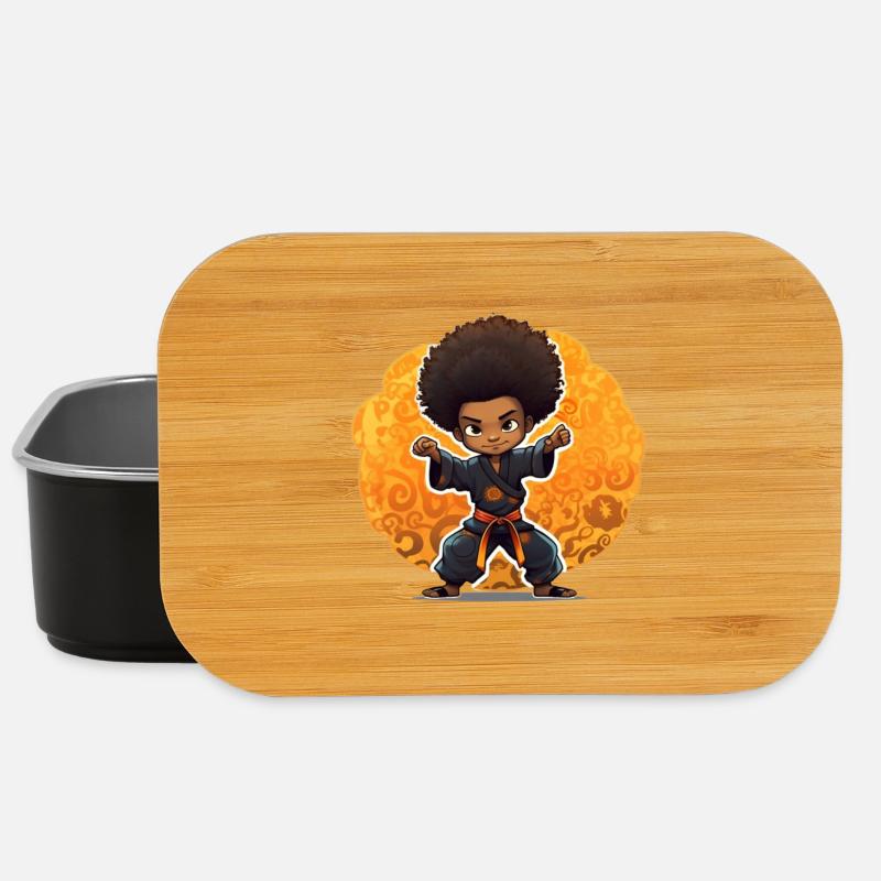 Kampfkunst-Kind mit Afro-Style - Lunch Box - Schwarz