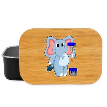 Elephant Painter Paint Roller Painting - Lunch Box - black - Front