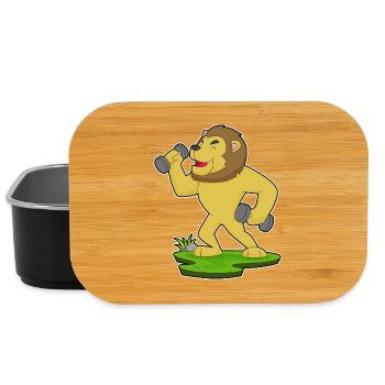 Lion Bodybuilder Dumbbells Bodybuilding - Boîte à goûter - noir - Devant