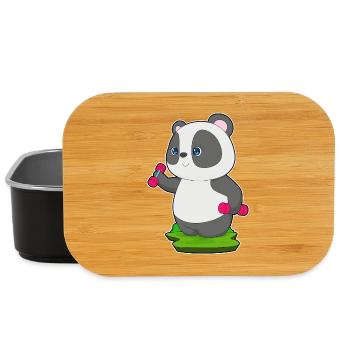 Panda Bodybuilder Dumbbells Bodybuilding - Boîte à goûter - noir - Devant