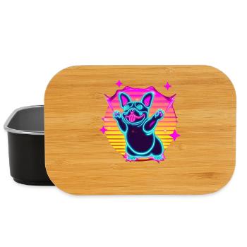 Lustige Französiche Bulldogge Synth Frenchie - Lunch Box - Schwarz - Vorne