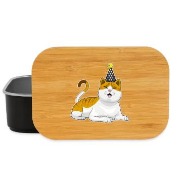 Cat Birthday Party Hat - Lunch Box - black - Front