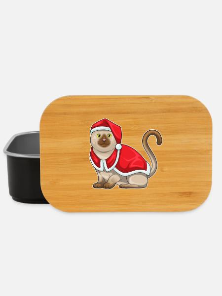 Cat Christmas Santa Hat - Lunch Box - black