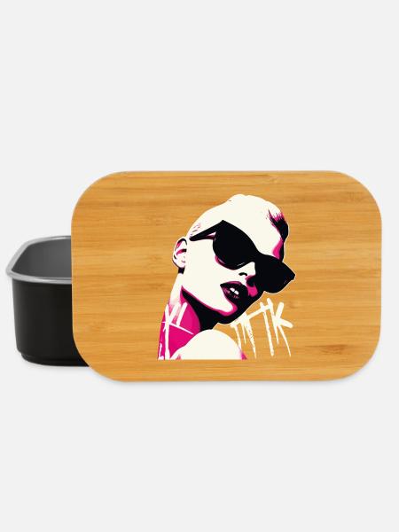 Pop Art Woman with Sunglasses Design - Lunch Box - black
