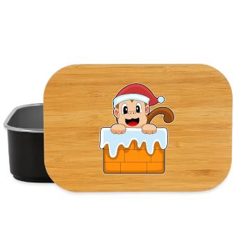 Affe Weihnachten Weihnachtsmütze - Lunch Box - Schwarz - Vorne
