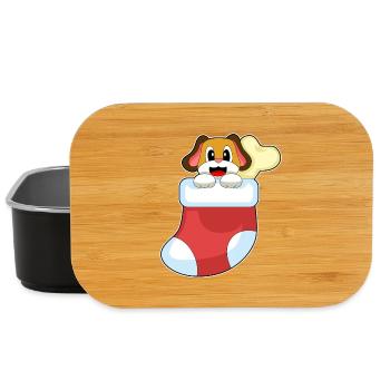 Dog Christmas Christmas Sock - Lunch Box - black - Front