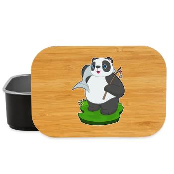 Panda Pêcheur Pêche Aux Poissons - Boîte à goûter - noir - Devant