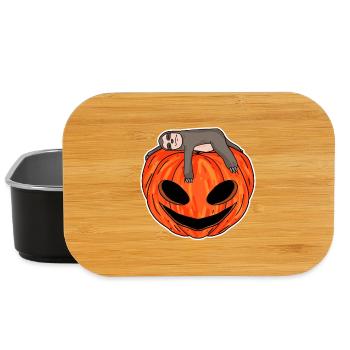 Sloth sleeping on pumpkin - Lunch Box - black - Front