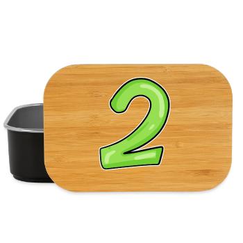 2 - Zahl - Nummer Zwei - 2 grün - Lunch Box - Schwarz - Vorne