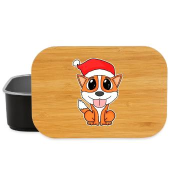 Welsh Corgi Chien Animal Noël - Boîte à goûter - noir - Devant