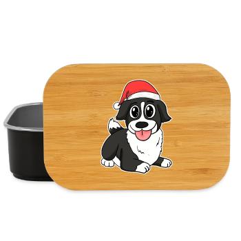 Longhair Collie Dog Animal Christmas - Lunch Box - black - Front