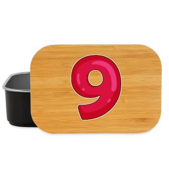 NEUN - 9 - Ziffer rot - Lunch Box - Schwarz - Vorne