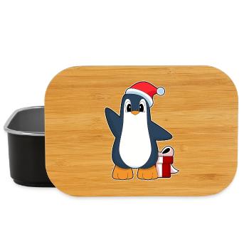 Penguin Christmas Santa Hat - Lunch Box - black - Front