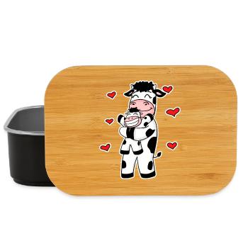 Famille de vaches - Vache avec bébé - Motif de vache - Boîte à goûter - noir - Devant