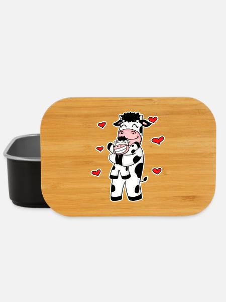 Famille de vaches - Vache avec bébé - Motif de vache - Boîte à goûter - noir