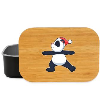 Yoga de Noël Panda - Boîte à goûter - noir - Devant