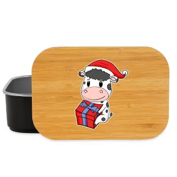 Vache avec chapeau de Noël Noël - Boîte à goûter - noir - Devant