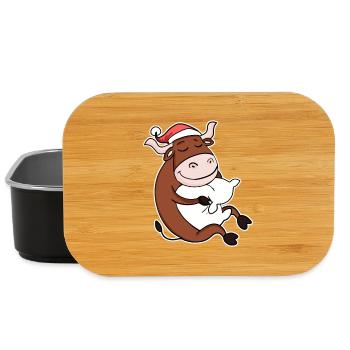Ox Cute Tired Christmas - Lunch Box - black - Front
