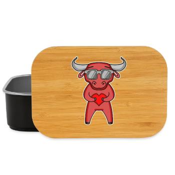 Bull with heart and glasses - Lunch Box - black - Front